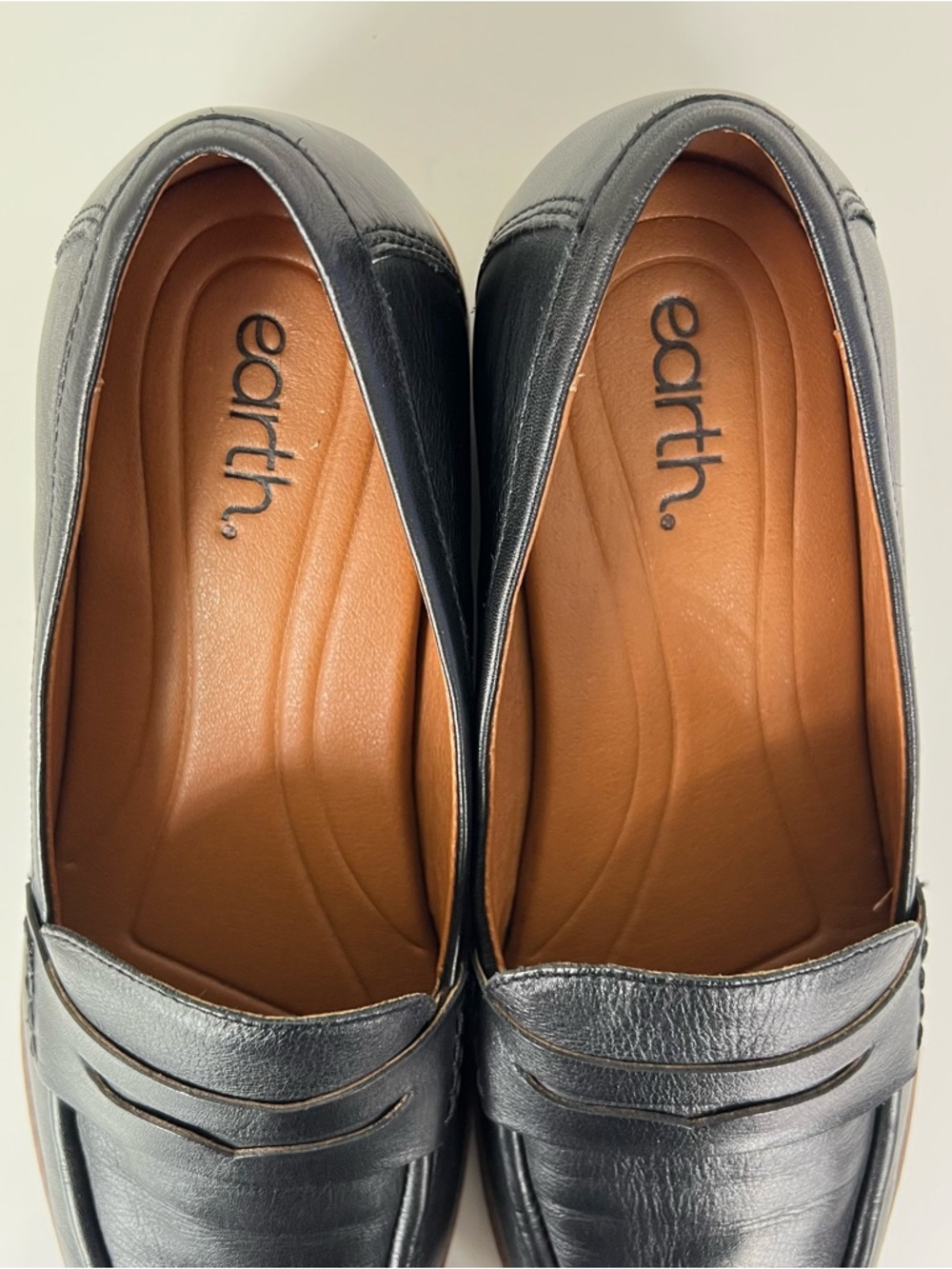Earth Javas Black Leather Penny Loafers Arch Support Comfort Slip On 11M - Picture 6 of 9